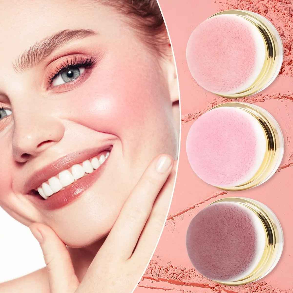 3-Piece Lazy Blush Set – Effortless Radiance in Seconds Quick, Natural-Looking Blush  Built-in Mirror 🪞